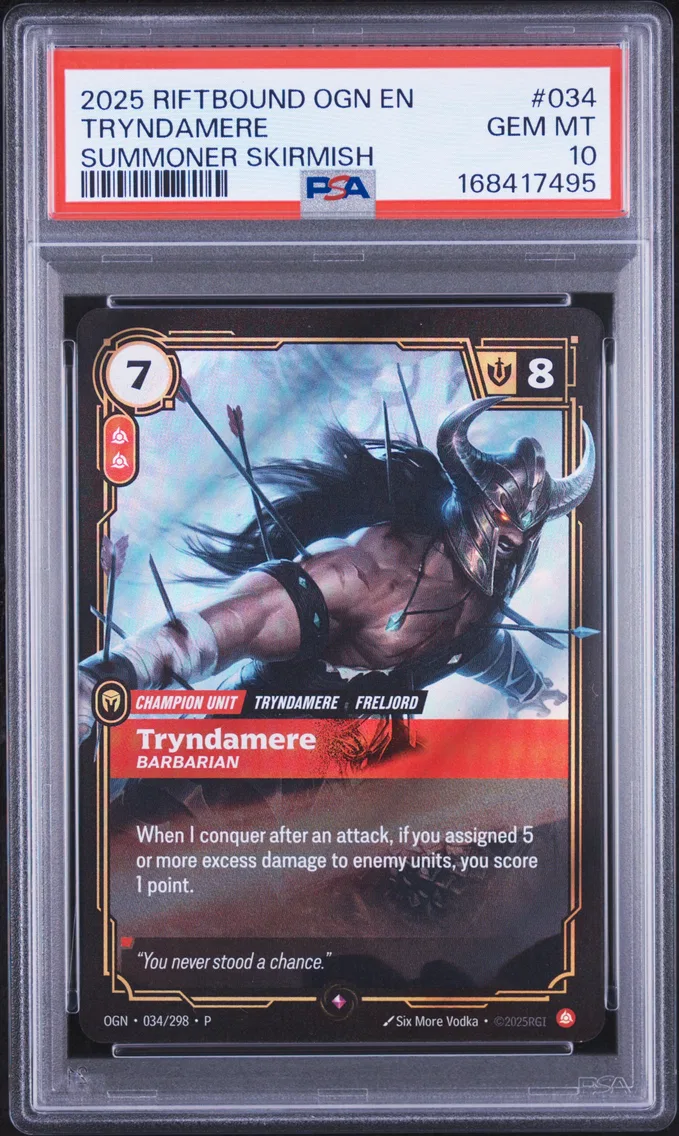 2025 #034 Tryndamere - Barbarian PSA 10 Riftbound: League of Legends Ogn-Origins