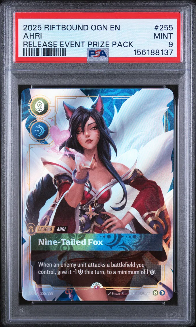 2025 #255 Ahri - Nine-Tailed Fox PSA 9 Riftbound: League of Legends Ogn-Origins