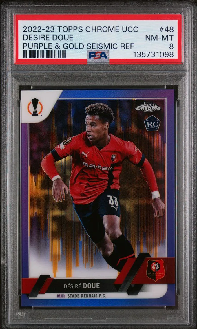 2022 #48 Desire Doue PSA 8 Topps Chrome UEFA Club Competitions