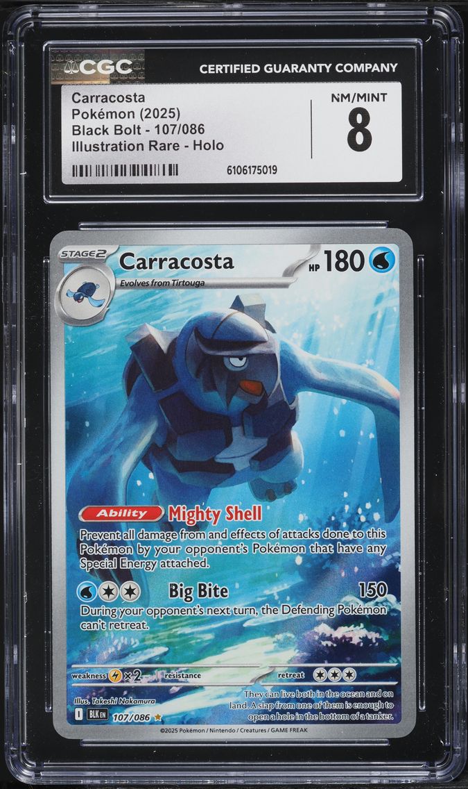 2025 #107 Carracosta CGC 8 Blk EN-Black Bolt Pokemon