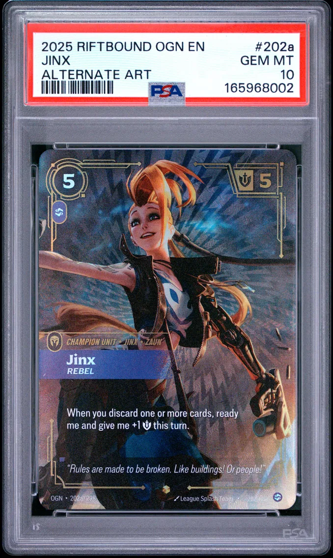 2025 #202a Jinx - Rebel PSA 10 Riftbound: League of Legends Ogn-Origins
