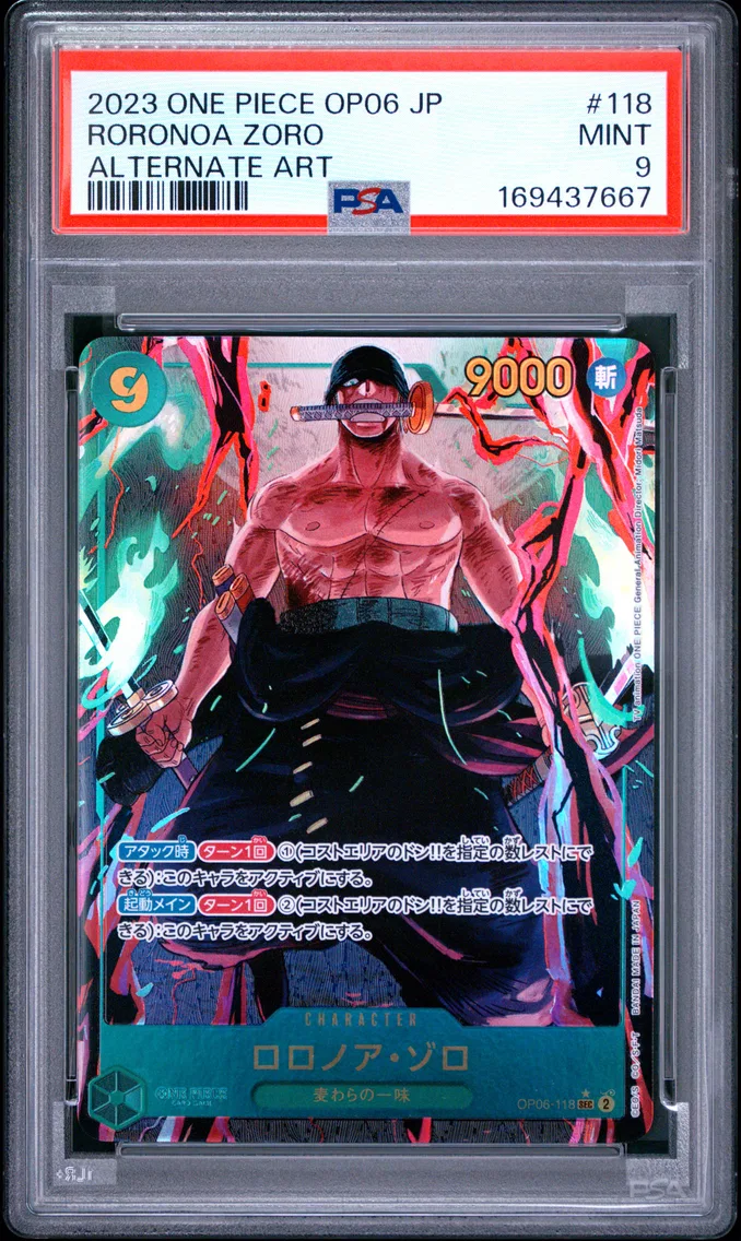 2023 #118 Roronoa Zoro PSA 9 One Piece Japanese OP06-Wings of the Captain