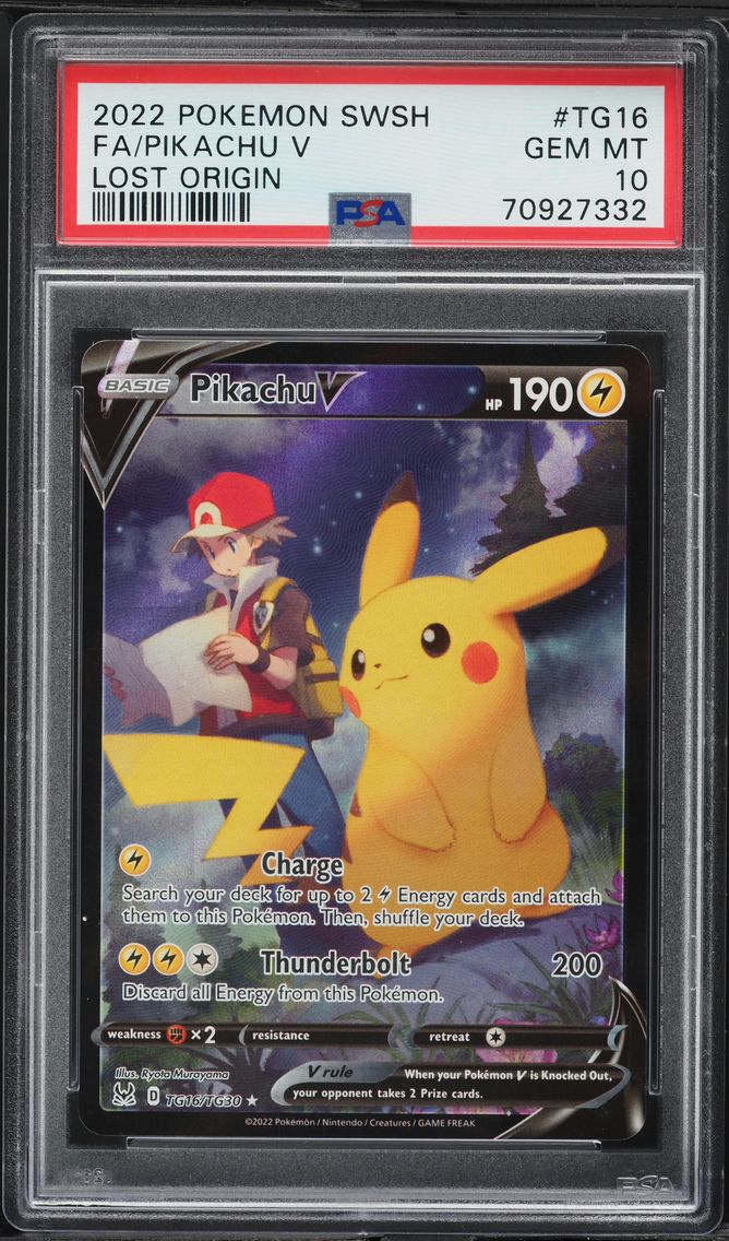 2022 #TG16 Full Art/Pikachu V PSA 10 Sword & Shield Lost Origin Pokemon