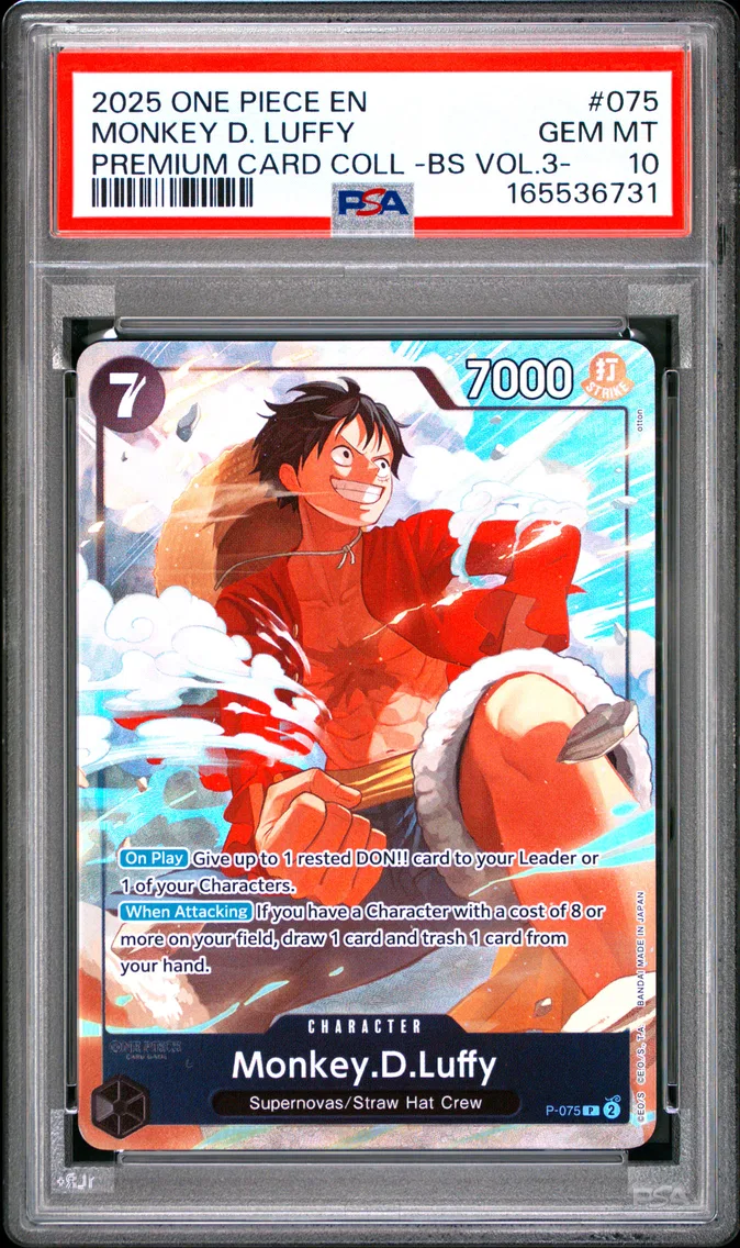 2025 #075 Monkey D. Luffy PSA 10 One Piece Premium Card Collection -Best Selection Vol.3-