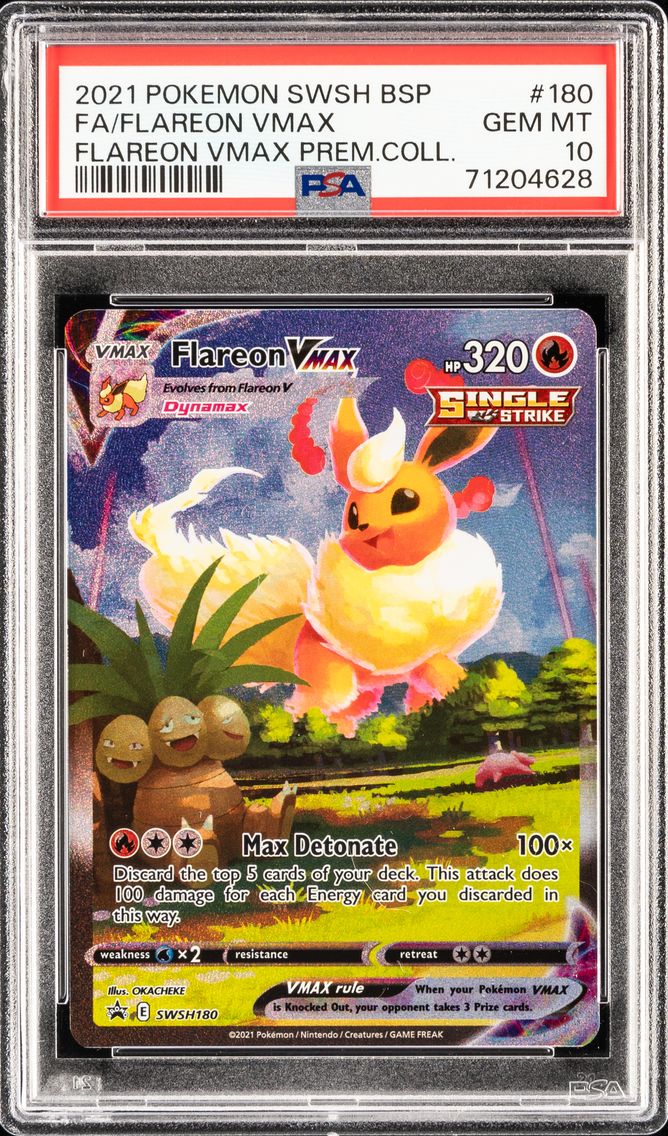 2021 #180 FULL ART/FLAREON VMAX PSA 10 POKEMON SWSH BLACK STAR PROMO | FLAREON VMAX PREMIUM COLLECTION