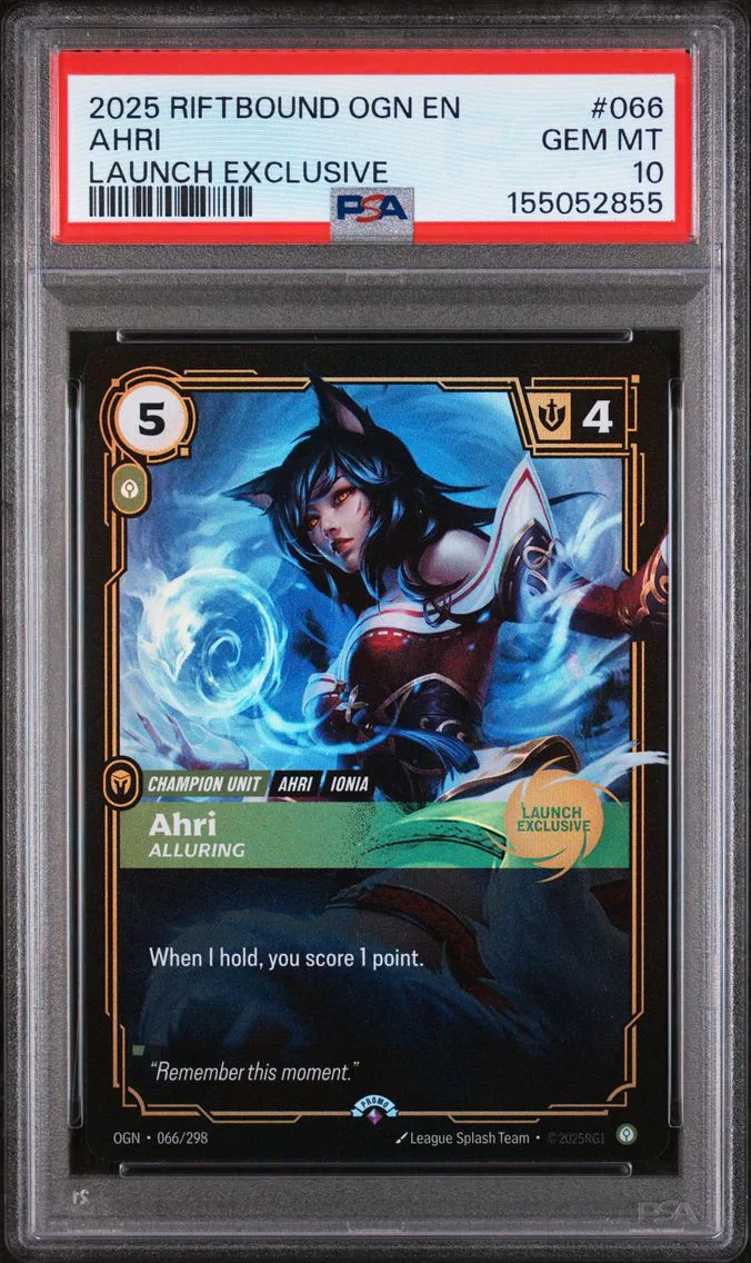 2025 #066 Ahri - Alluring PSA 10 Riftbound: League of Legends Ogn-Origins