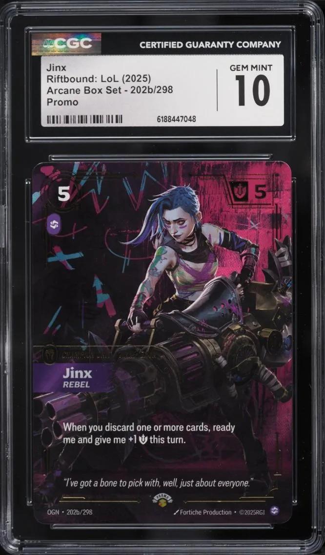 2025 #202b Jinx CGC 10 Riftbound League Of Legends LoL Promo Arcane Box Set