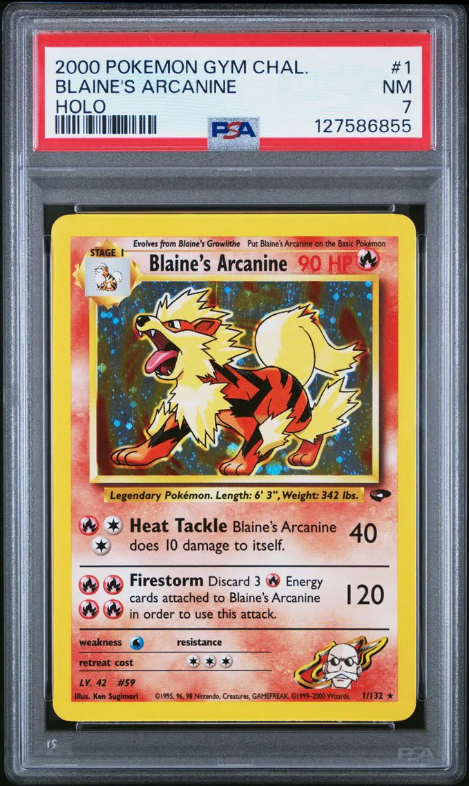2000 #1 Blaine's Arcanine PSA 7 Gym Challenge Pokemon