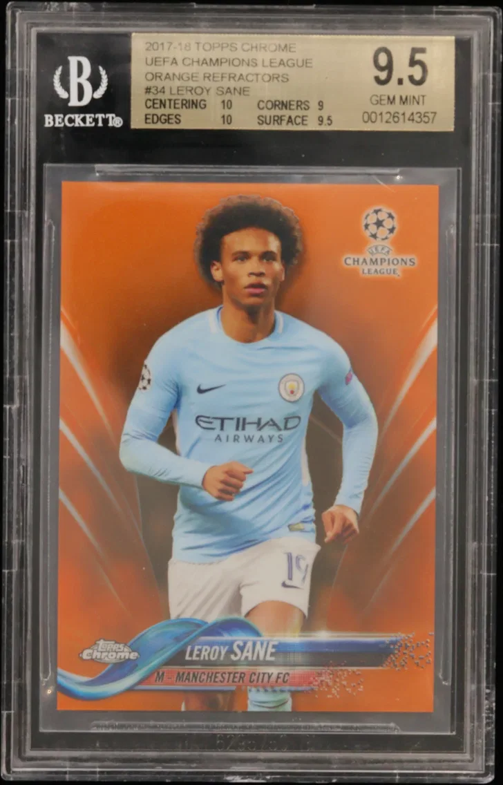 2017 #34 Leroy Sane BGS 9.5 Topps Chrome UEFA Champions League Orange Refractors