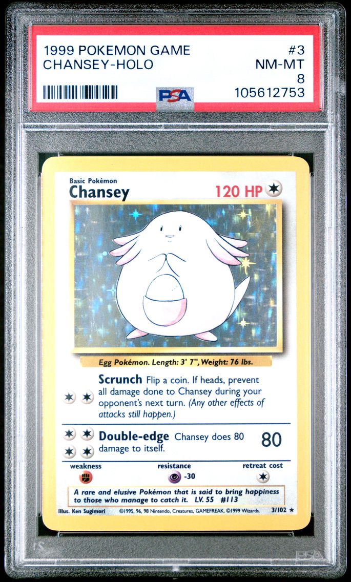 1999 #3 CHANSEY-HOLO PSA 8 POKEMON GAME