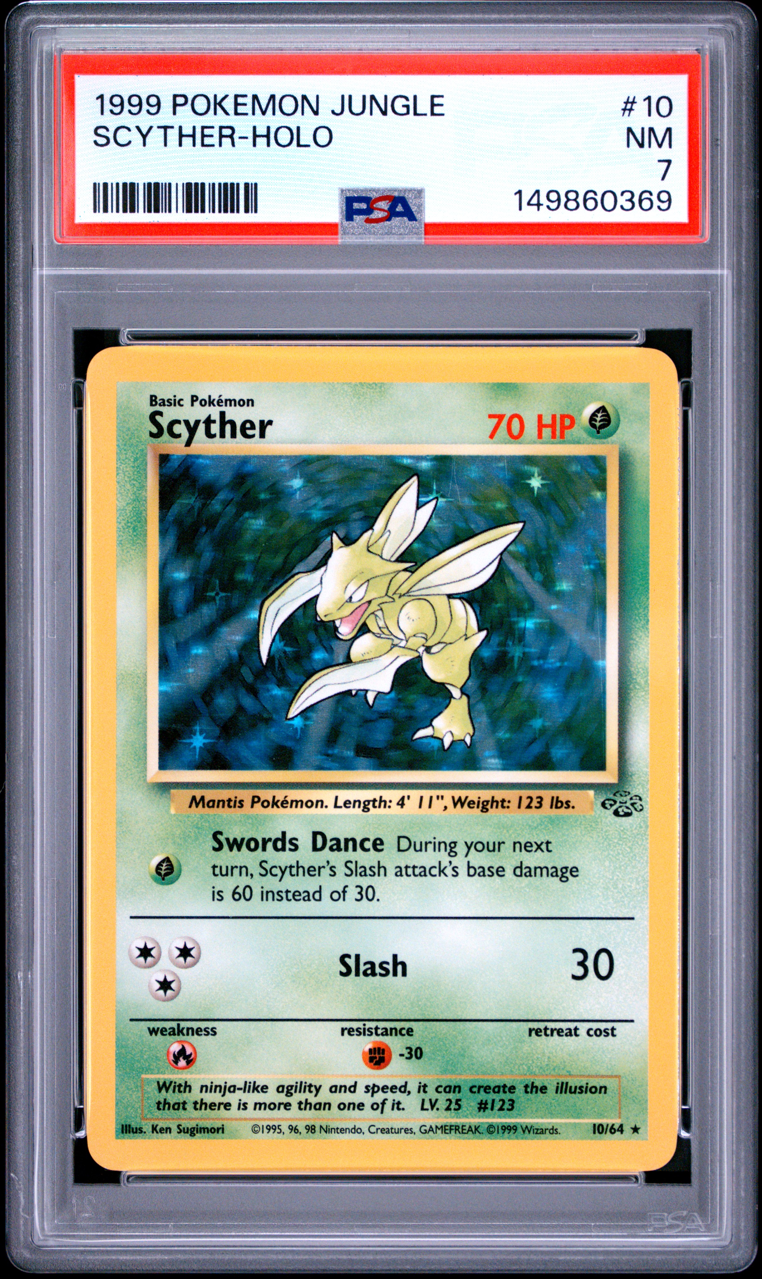 1999 #10 Scyther-Holo PSA 7 Jungle