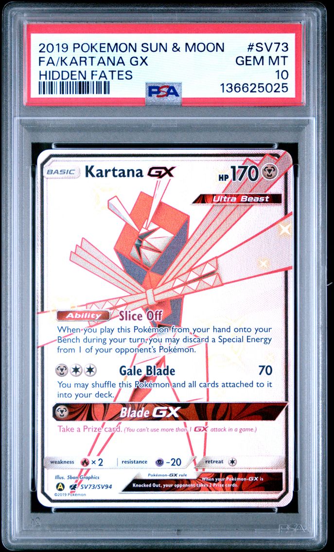 2019 #SV73 Full Art/Kartana GX PSA 10 Sun & Moon Hidden Fates Pokemon