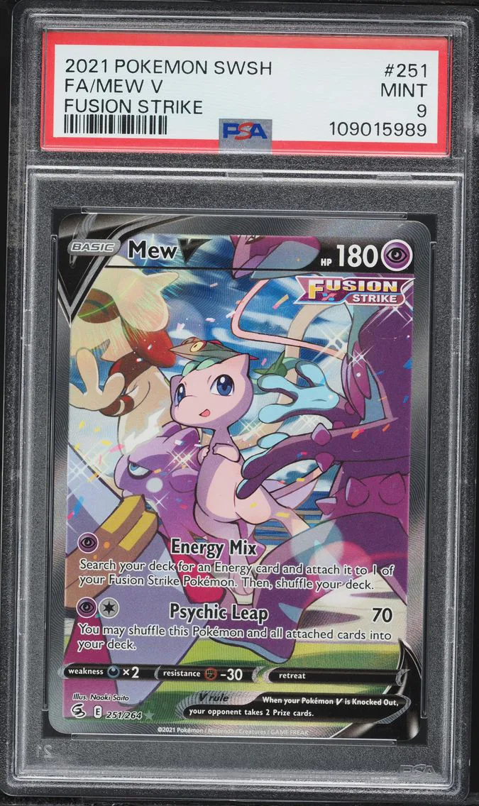 2021 #251 Full Art/Mew V PSA 9 Sword & Shield Fusion Strike Pokemon