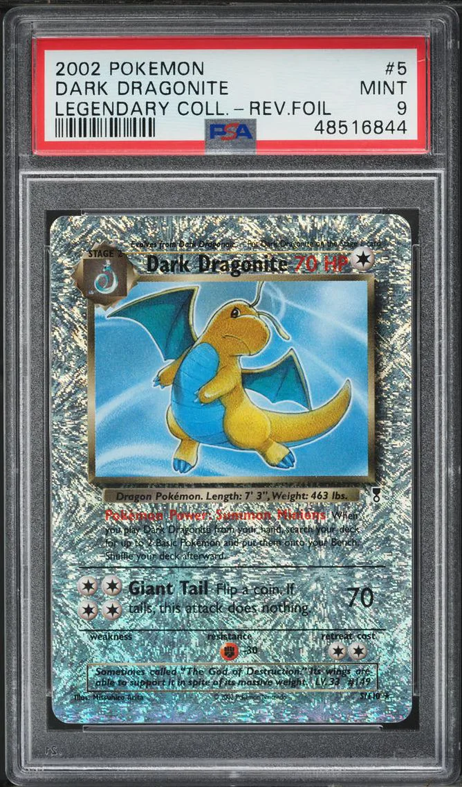2002 #5 Reverse Holo Dark Dragonite PSA 9 Pokemon Legendary Collection