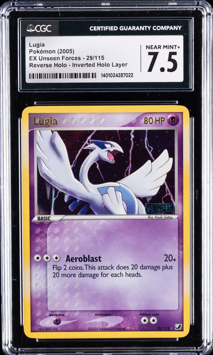 2005 #29 Lugia CGC 7.5 Pokemon | EX Unseen Forces Reverse Holo Inverted Holo Layer