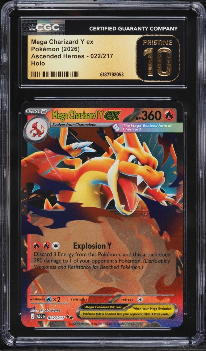 2026 #22 Mega Charizard Y EX CGC 10 Pokemon Mega Evolution Ascended Heroes Holo