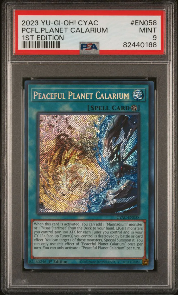 2023 #EN058 Peaceful Planet Calarium 1st Edition PSA 9 YU-GI-Oh! Cyberstorm Access