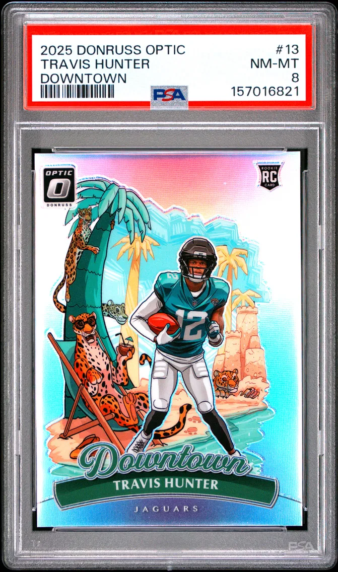 2025 #13 Travis Hunter PSA 8 Panini Donruss Optic Downtown