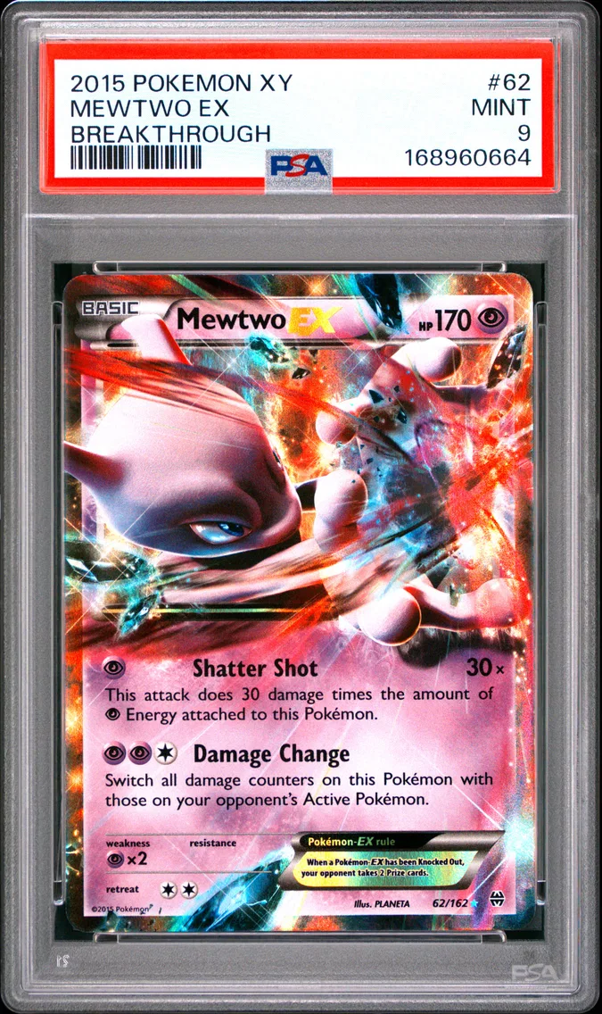 2015 #62 Mewtwo EX PSA 9 XY Breakthrough