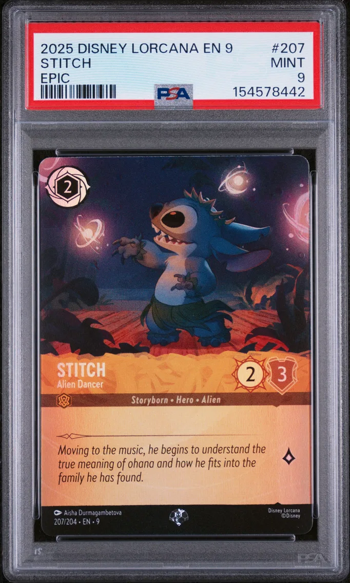 2025 #207 Stitch - Alien Dancer PSA 9 Disney Lorcana EN 9-Fabled