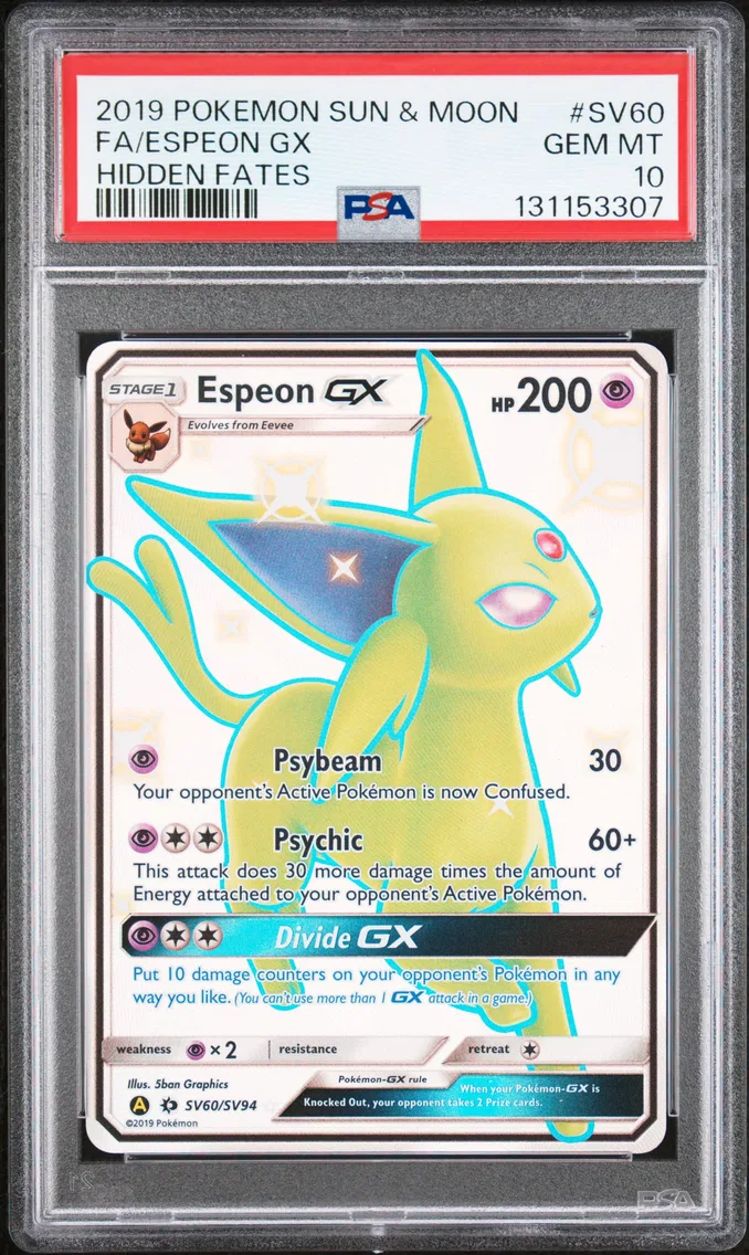2019 #SV60 Full Art/Espeon GX PSA 10 Sun & Moon Hidden Fates