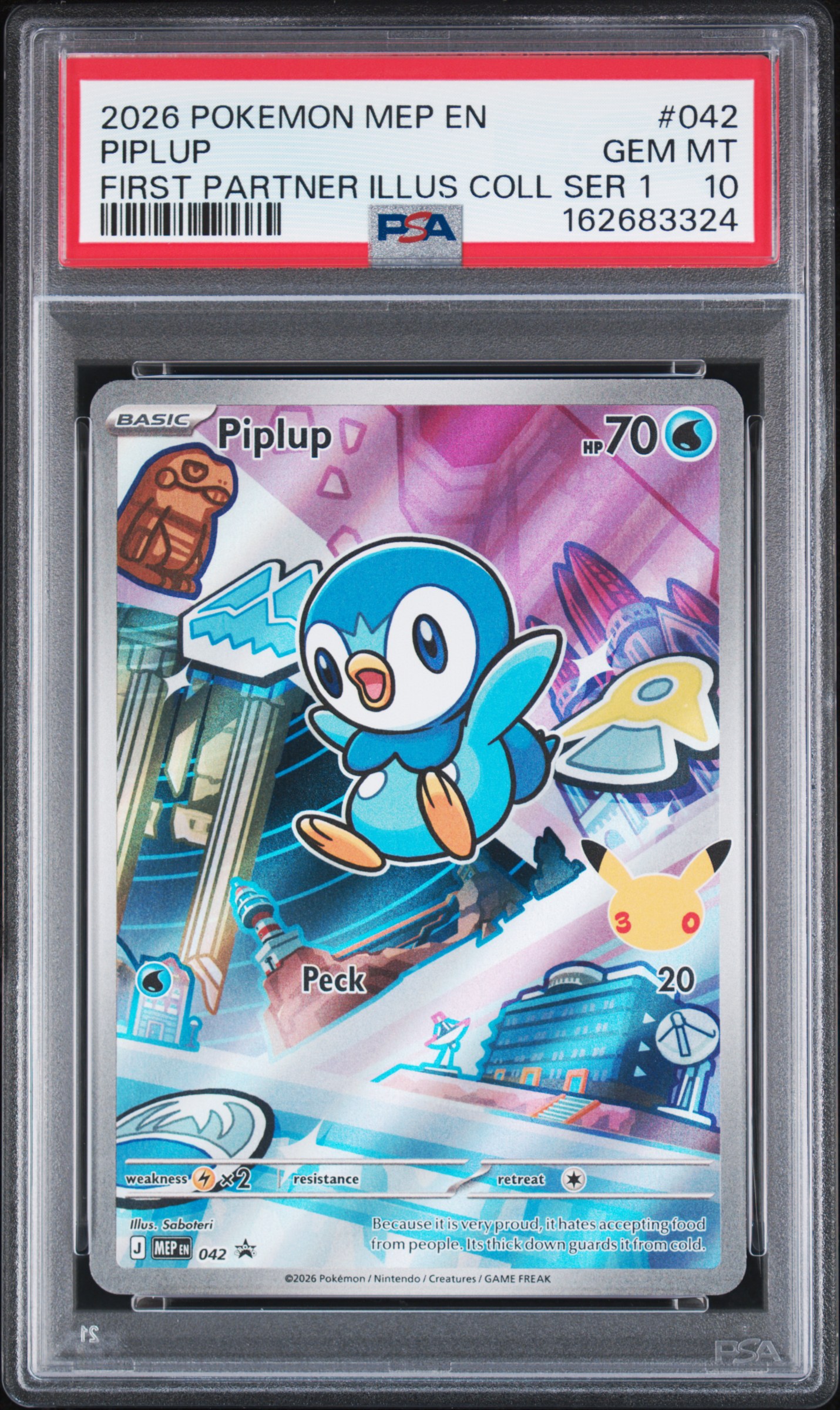 2026 #042 Piplup PSA 10 Mep En-Me Black Star Promo