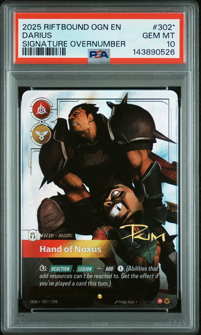 2025 #302* Darius - Hand of Noxus PSA 10 Riftbound: League of Legends Ogn-Origins