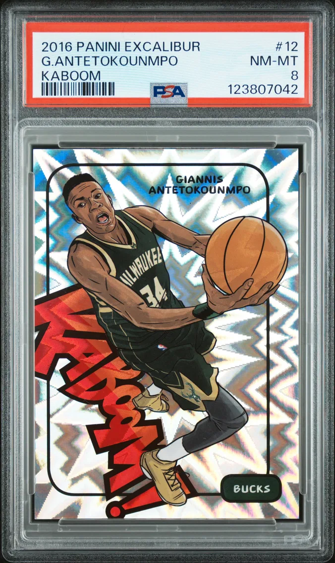 2016 #12 Giannis Antetokounmpo PSA 8 Panini Excalibur Kaboom