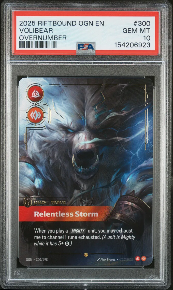 2025 #300 Volibear - Relentless Storm PSA 10 Riftbound: League of Legends Ogn-Origins