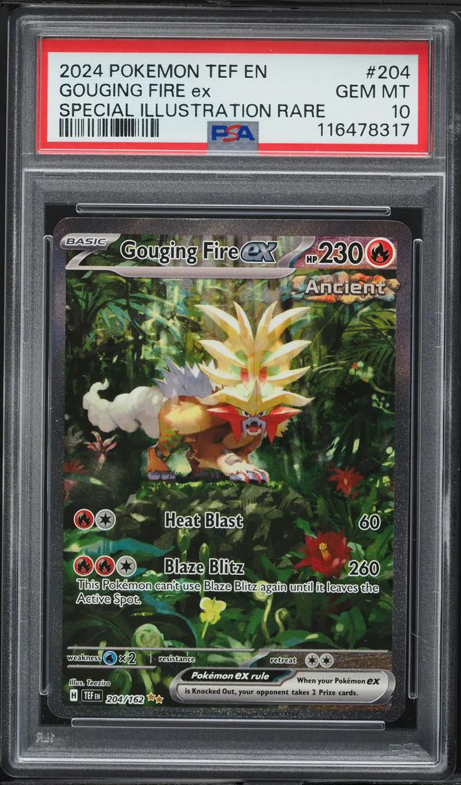 2024 Pokemon Tef EN-Temporal Forces Gouging Fire EX Tef EN-Temporal Forces #204 PSA 10