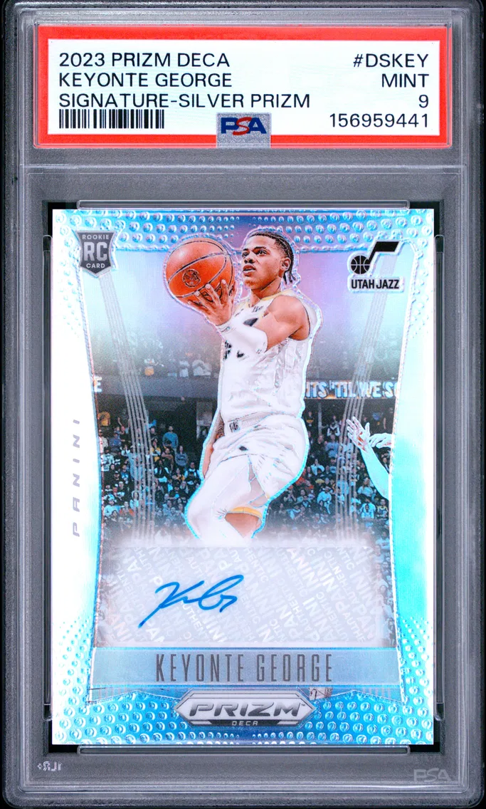 2023 #DSKEY Keyonte George PSA 9 Panini Prizm Deca Signatures