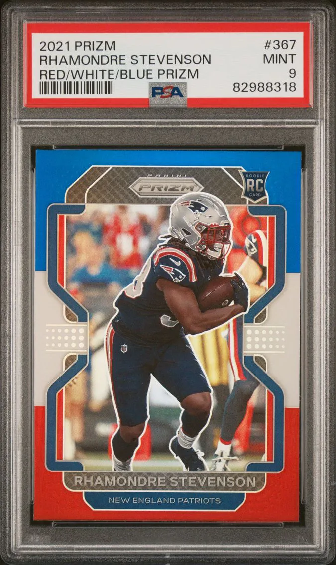 2021 #367 Rhamondre Stevenson PSA 9 Panini Prizm