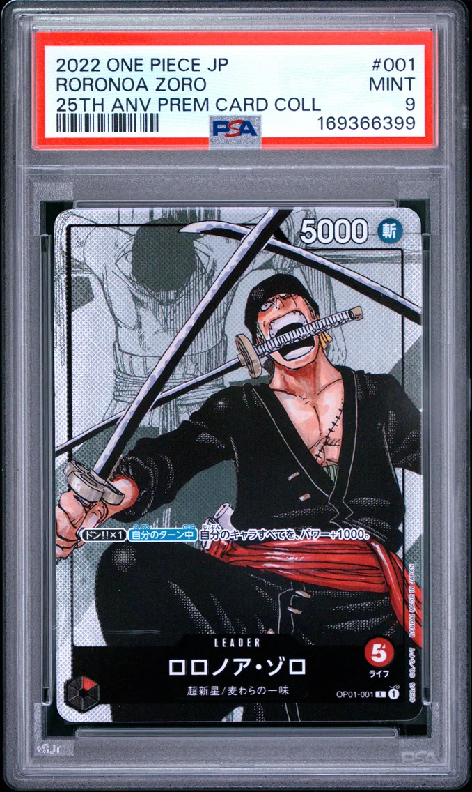 2022 #001 Roronoa Zoro PSA 9 One Piece Japanese 25th Anniversary Premium Card Collection