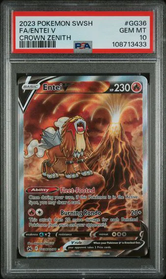 2023 #GG36 Full Art/Entei V PSA 10 Sword and Shield Crown Zenith Pokemon