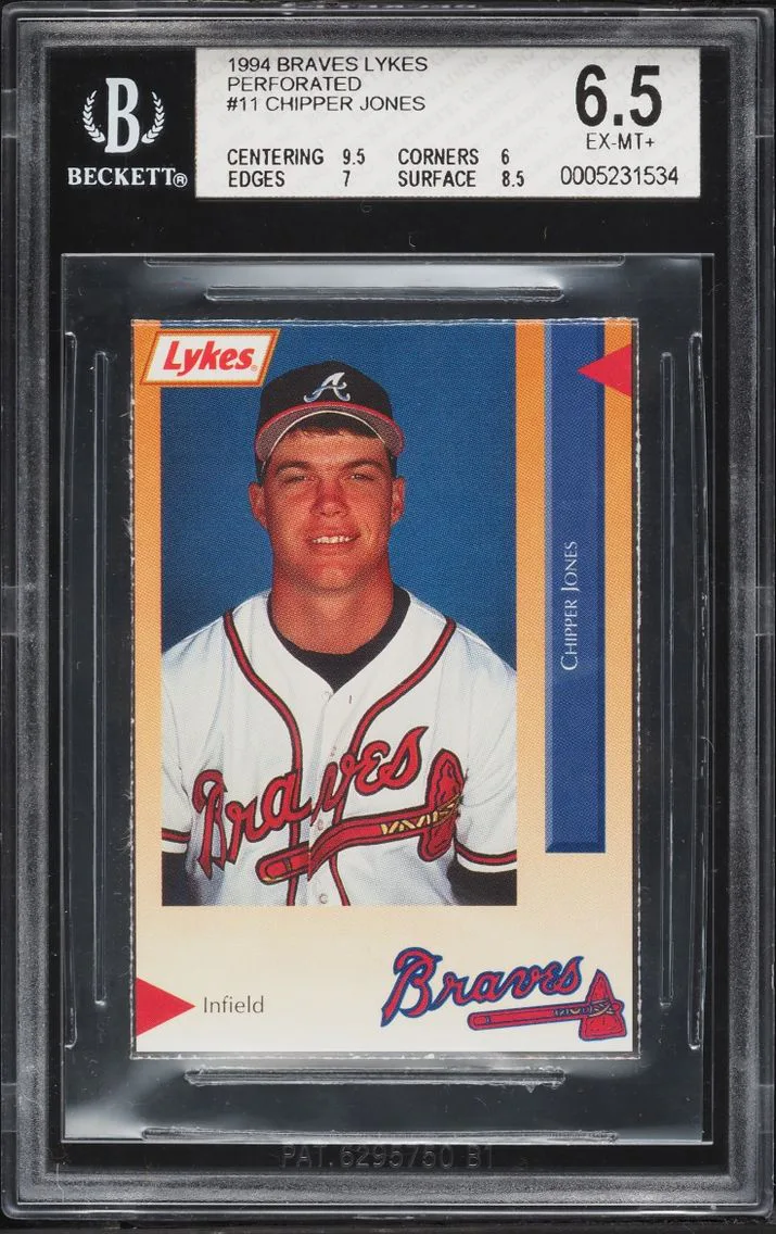 1994 Braves Lykes Perforated Chipper Jones #11 BGS 6.5 EXMT+