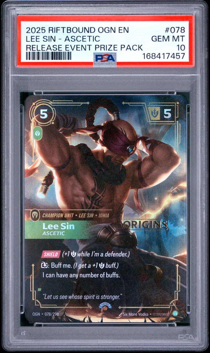 2025 #078 Lee Sin - Ascetic PSA 10 Riftbound: League of Legends Ogn-Origins