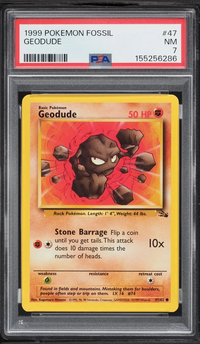 1999 #47 Fossil Geodude NRMT PSA 7 Pokemon