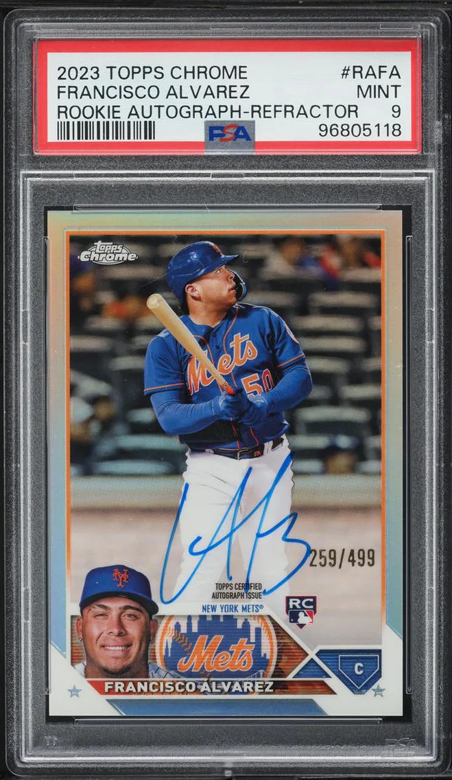 2023 Topps Chrome Refractor Francisco Alvarez ROOKIE AUTO /499 #RAFA PSA 9 MINT