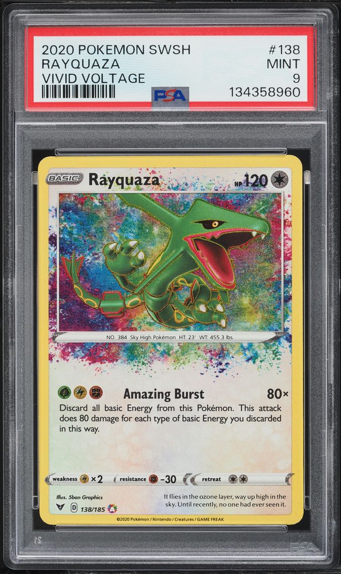 2020 #138 Rayquaza PSA 9 Sword & Shield Vivid Voltage Pokemon