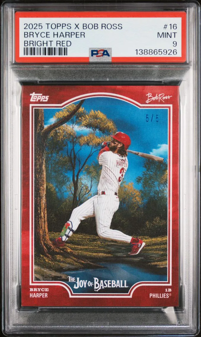 2025 #16 Bryce Harper PSA 9 Topps X Bob Ross the Joy of Baseball