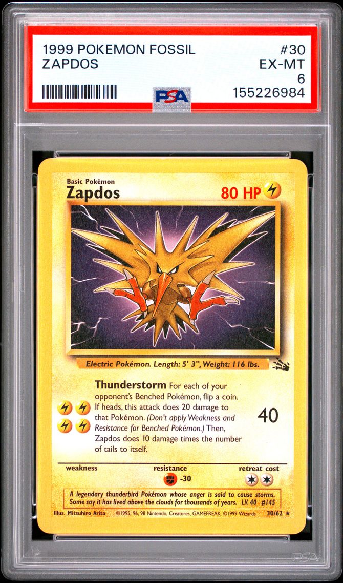 1999 #30 Zapdos PSA 6 Fossil