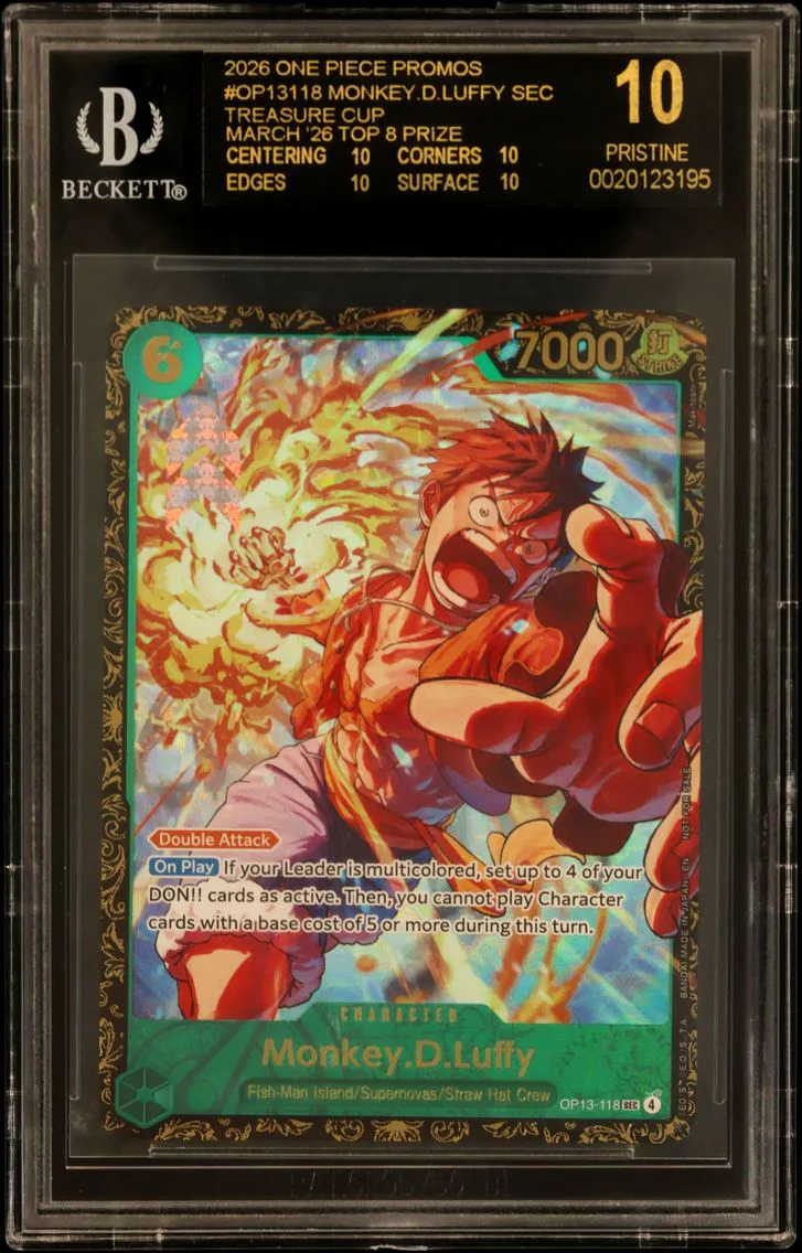 2026 #OP13118 Monkey.D.Luffy SEC/(Treasure Cup March '26 Top 8 Prize) BGS 10 One Piece Card Game Promos