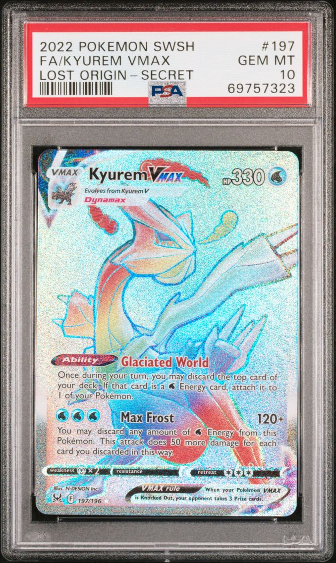 2022 #197 Full Art/Kyurem Vmax PSA 10 Sword & Shield Lost Origin Pokemon