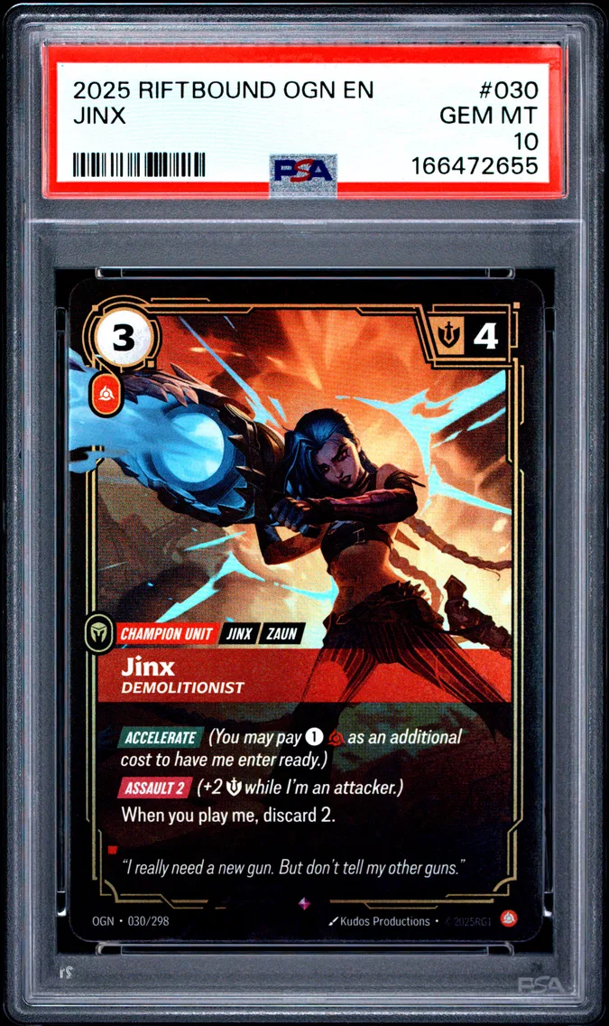 2025 #030 Jinx - Demolitionist PSA 10 Riftbound: League of Legends Ogn-Origins