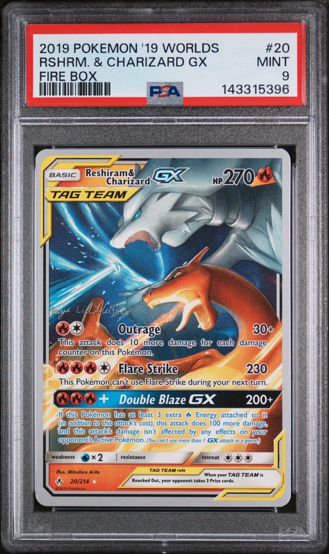 2019 #20 Reshiram & Charizard GX PSA 9 2019 World Championships Deck: Fire Box Pokemon