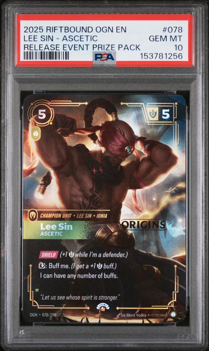 2025 #078 Lee Sin - Ascetic PSA 10 Riftbound: League of Legends Ogn-Origins