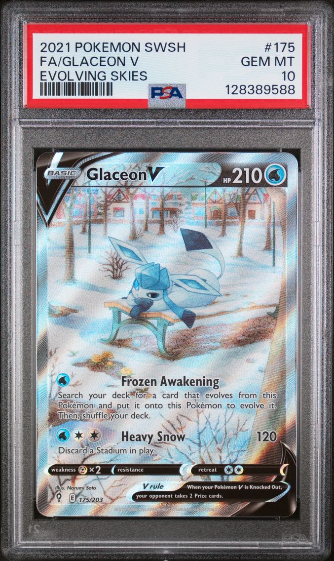 2021 #175 Full Art/Glaceon V PSA 10 Sword & Shield Evolving Skies Pokemon
