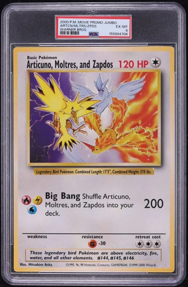 2000 #NA Game Movie Warner Bros. Articuno Moltres Zapdos EXMT PSA 6 Pokemon