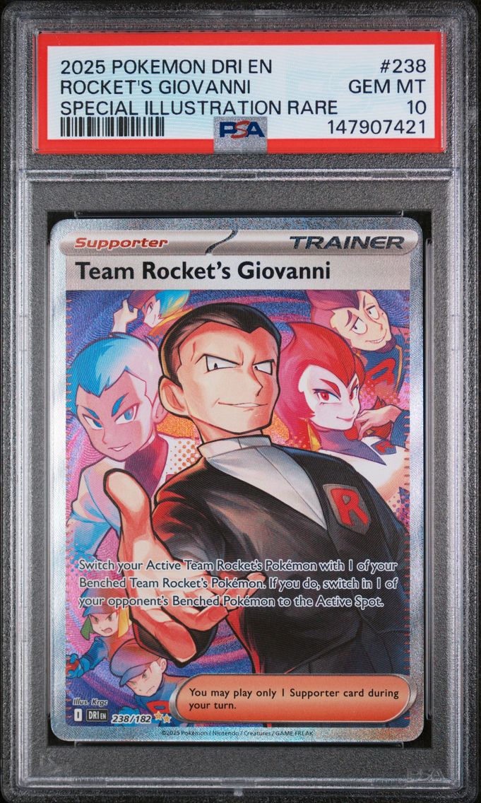2025 #238 Team Rocket's Giovanni PSA 10 Dri EN-Destined Rivals
