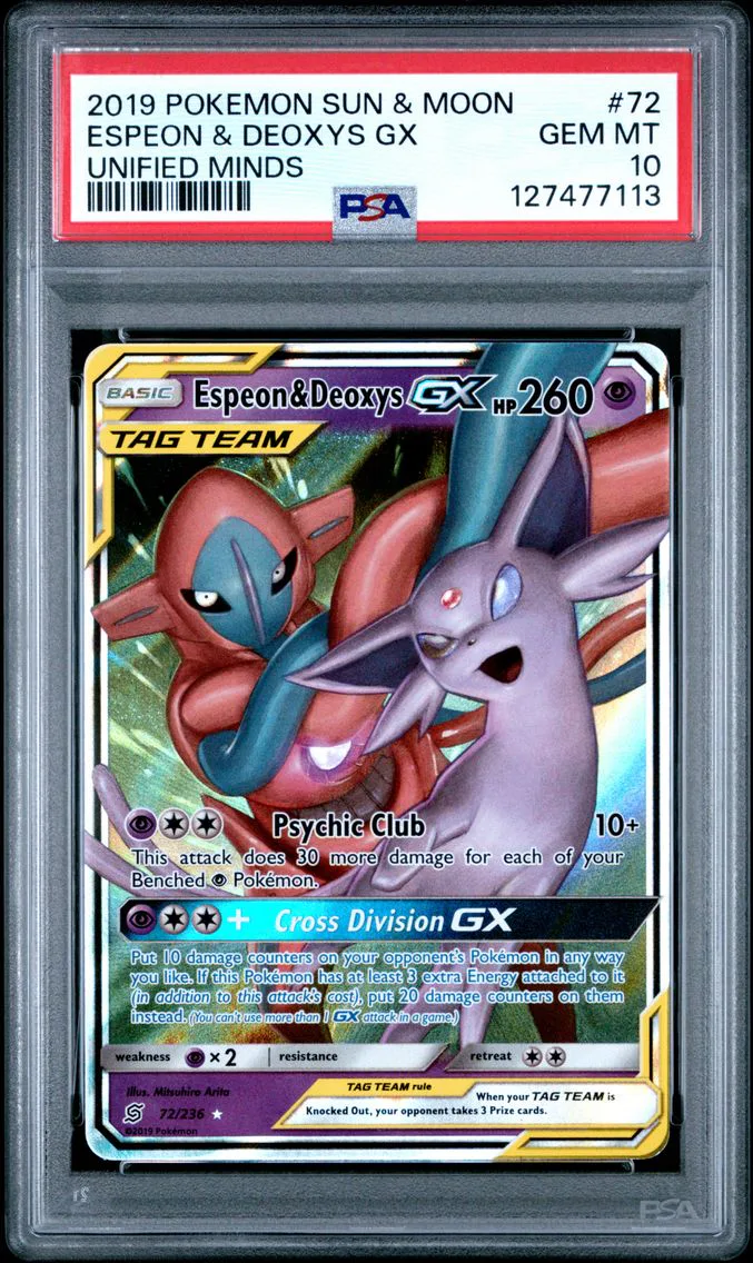 2019 #72 Espeon & Deoxys GX PSA 